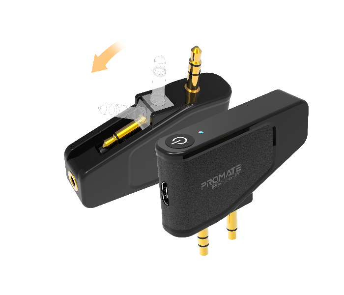 Promate PROTUNER-BT Multi-Functional Wireless Airplane Bluetooth Adapter - Black - Zoom Image 1