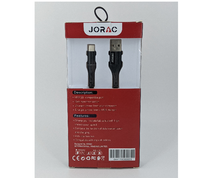 Jorac RA-59 3A Micro USB Nylone Cable With LED Lighting - Black - Zoom Image 2