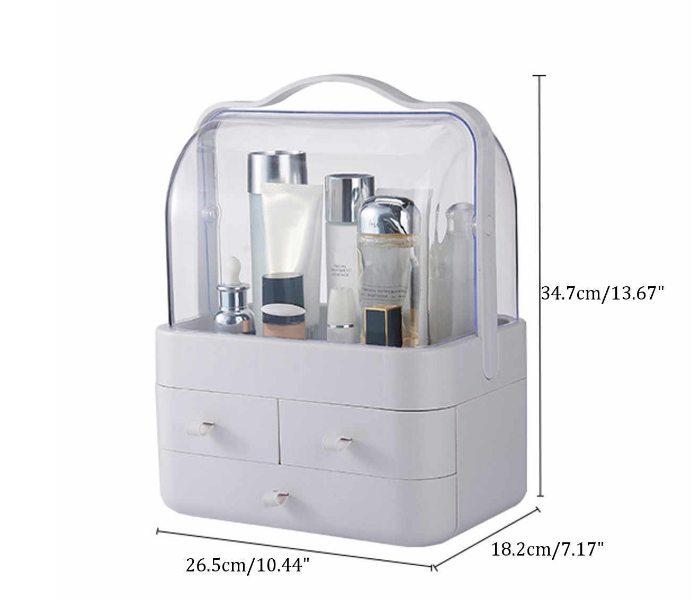 Plastic Cosmetic Drawer Storage Box Makeup Bathroom Storage Case - White - Zoom Image 4