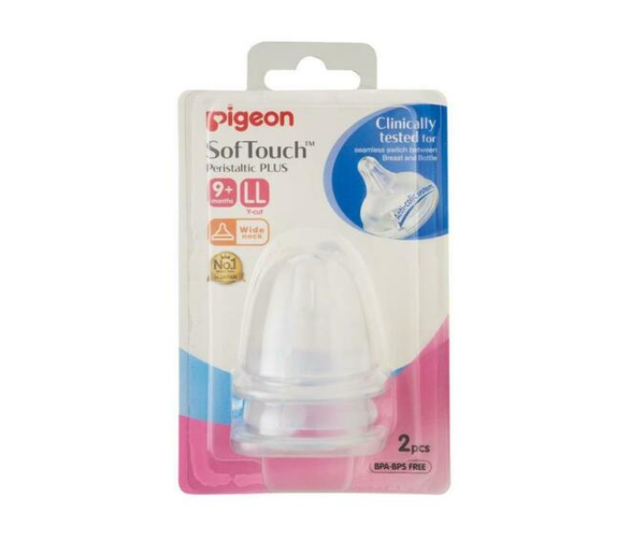 Pigeon 2 Piece Blister Wide Neck Peristaltic Plus LL Nipple  - Clear - Zoom Image