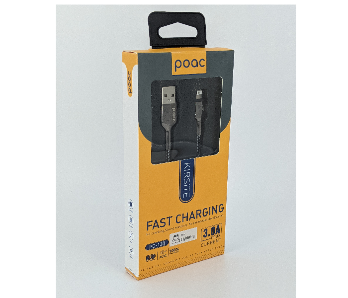 Poac PC-130 3A Ceramic Finish Lightning Data Cable -Black  - Zoom Image 3