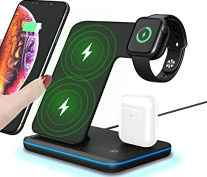 Jongo 3 in 1 15W Fast Wireless Charger - Black - Zoom Image