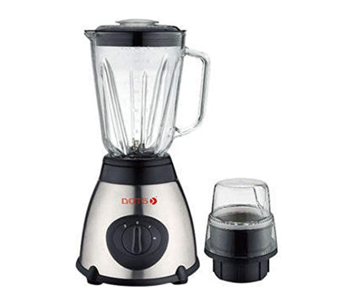 Dots BLD-G02 1.5 Liter 500W Blender With Clear Glass Jar And One Piece Of Gringer - Black and Silver - Zoom Image