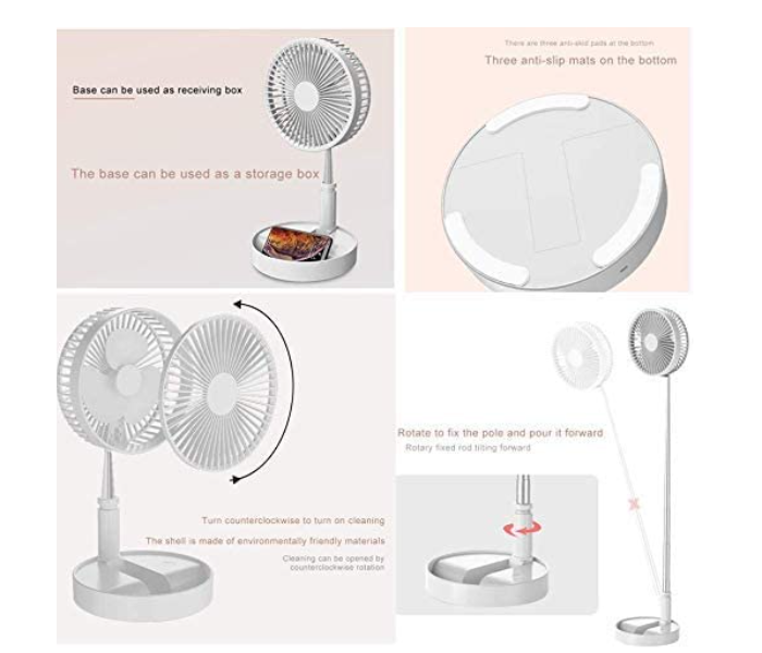 4 in 1 Desktop and Mini Pedestal Fan with Bluetooth speaker - White - Zoom Image 3