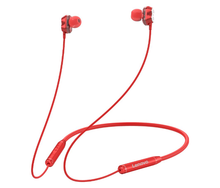 Lenovo HE08 Bluetooth 5.0 Wireless Neckband Magnetic Earbuds Sports Earphone with Noise Cancelling Mic for Android Mobiles, iPhones, Laptops and Tablets - Red - Zoom Image 1