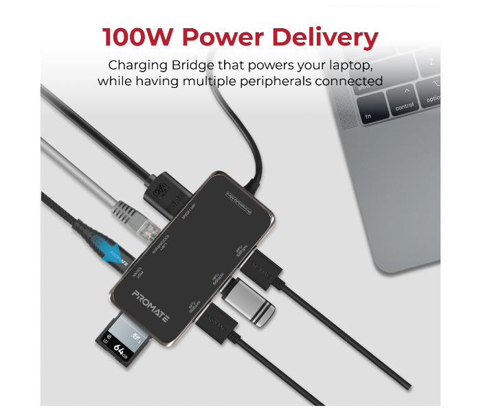 Promate PRIMEHUB-MINI USB-C Hub to 4K HDMI with 100W Power Delivery - Zoom Image 5