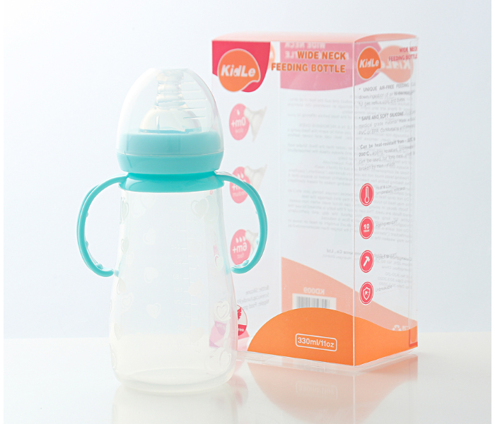 KidLe CJM0017 330ml Wide Mouth Silicone Feeding Bottle - Pink - Zoom Image 2