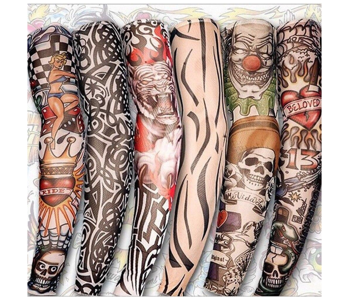 Arm Sleeves UV Protection Cooling Long Arm Cover Fast Dry For Cycling Random Tattoo Design - 5 Pairs - Zoom Image 2