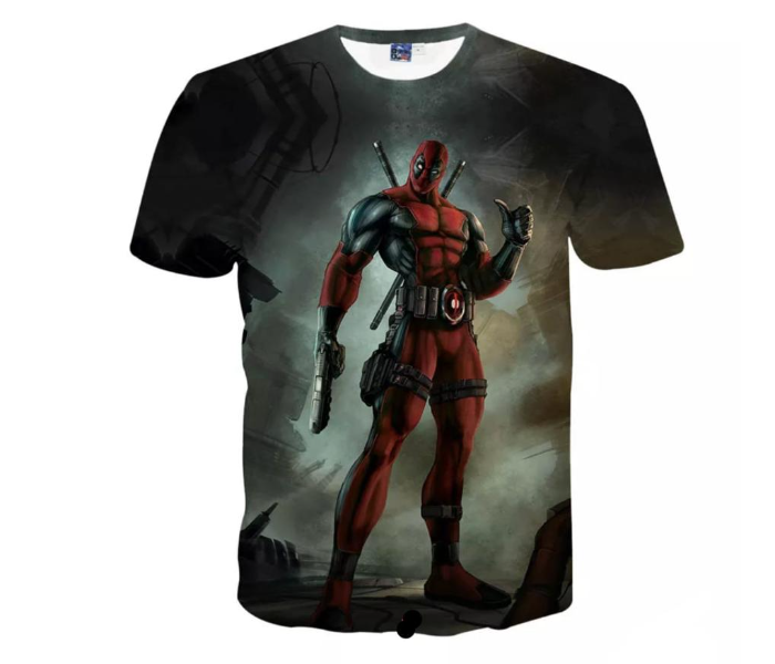 Comfort Cotton Mix Extra Large 3D Printed Tshirt For Men - Black And Red - Zoom Image