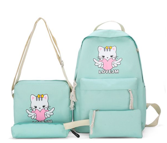 4 Pieces Unicorn Casual Backpack for Women - Mint Blue - Zoom Image