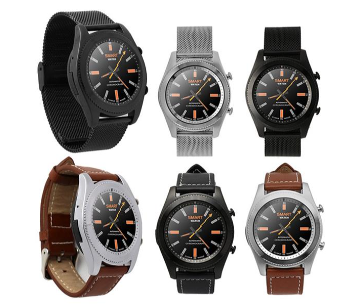 S9 Sporty HD 1.3 Inch Large Screen Stainless metal Strap Round Smart Watch-Black - Zoom Image 2