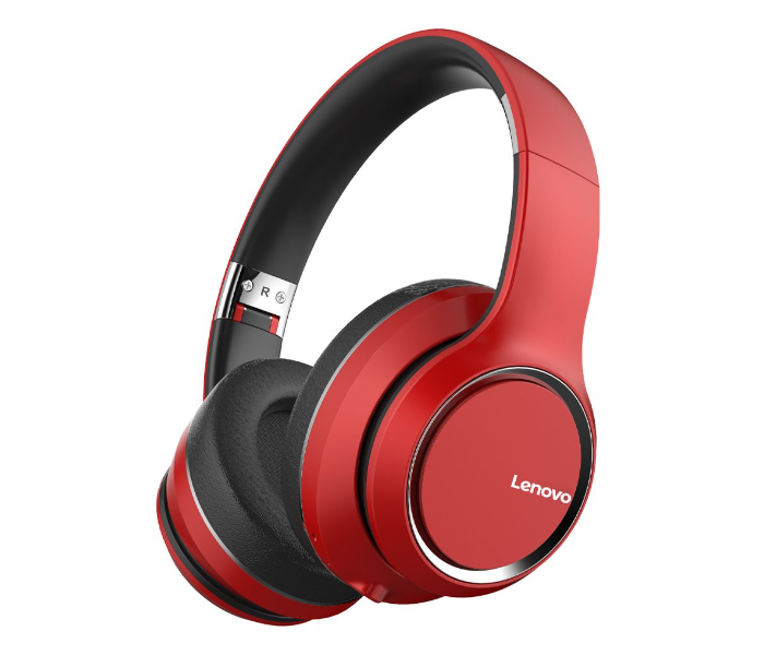 Lenovo HD200  Wireless Bluetooth 5.0 Foldable Noise-cancelling Stereo Over Ear Headphone with 3.5mm Aux Cable for Mobile phones, Tablets, Laptops and PCs - Red - Zoom Image 1