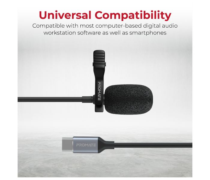 Promate CLIPMIC-C USB-C Lavalier Mic with HD Sound - Zoom Image 3