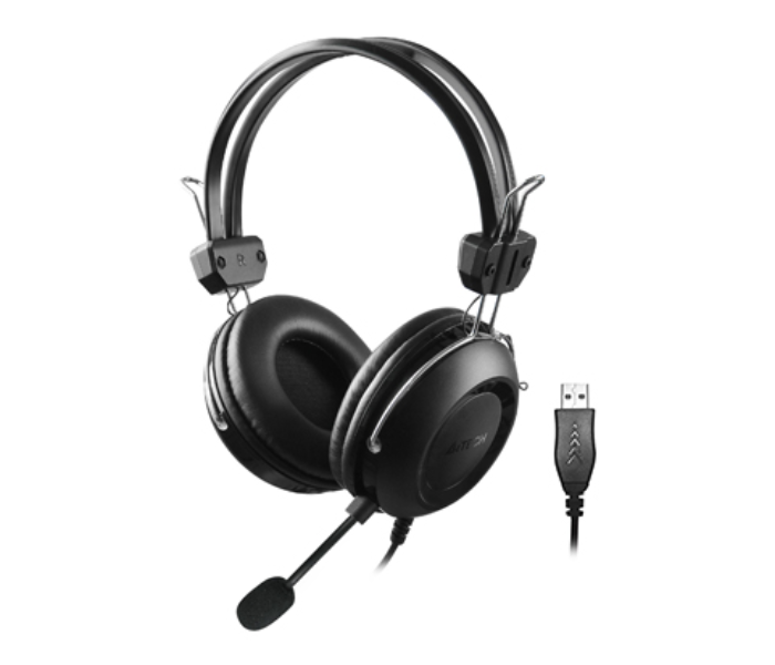 A4TECH HU-35 Comfort Fit Stereo USB Headset - Black - Zoom Image 1