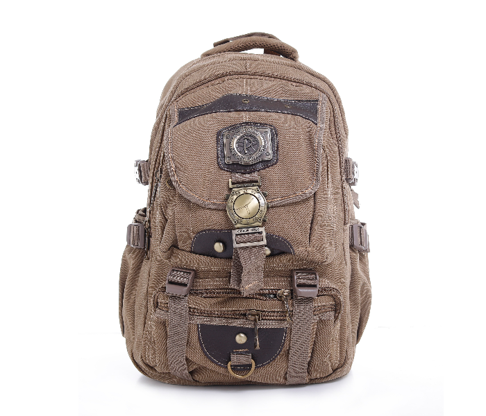 Para John PJBP6532A20-K 20 inch Canvas Leather Backpack - Khaki - Zoom Image 1