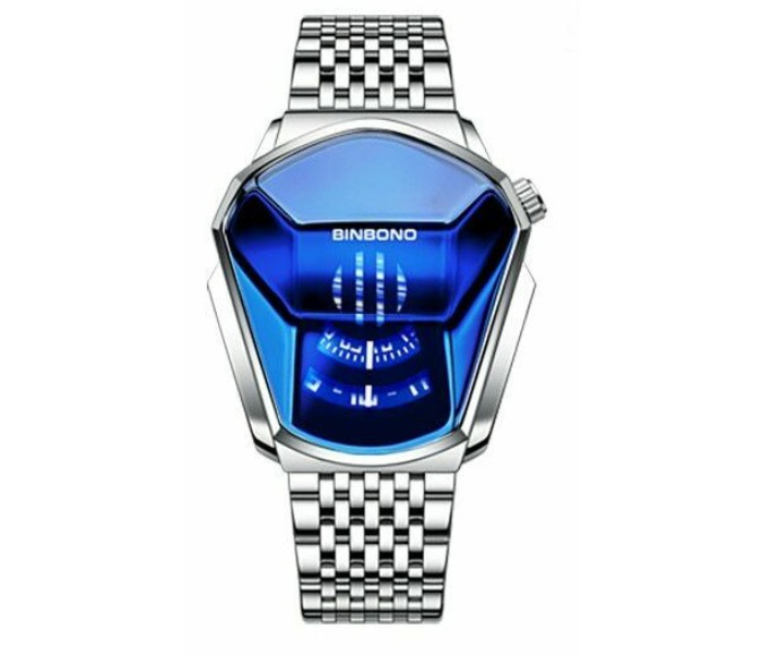 Diamond Style Waterproof Quartz Wristwatch- Silver and Blue - Zoom Image 1