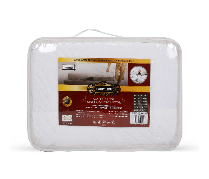 Parry Life PLMP7055 Terry Cotton Waterproof Mattress Protector- White - Zoom Image 1