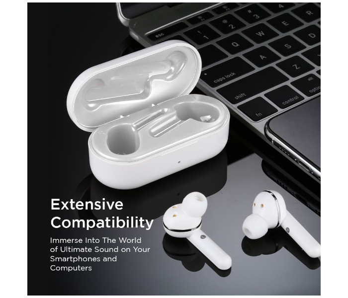 Lenovo HT28 Bluetooth 5.0 Hands-Free True Wireless Stereo In-Ear Earphones with Deep Bass and Noise cancellation For Calling and Listening Music -White - Zoom Image 2