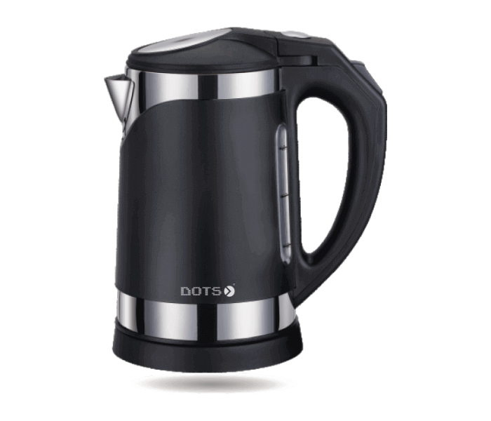 Dots KDS-J38 1.2 Liter 1500W Cordless Double Skinned Electric Kettle - Black and Silver - Zoom Image