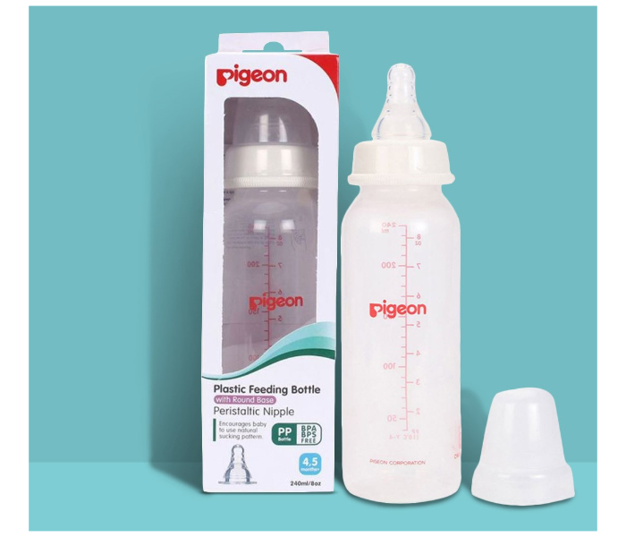 Pigeon 240ml Plastic Feeding Bottle with Transparent Cap - Yellow - Zoom Image