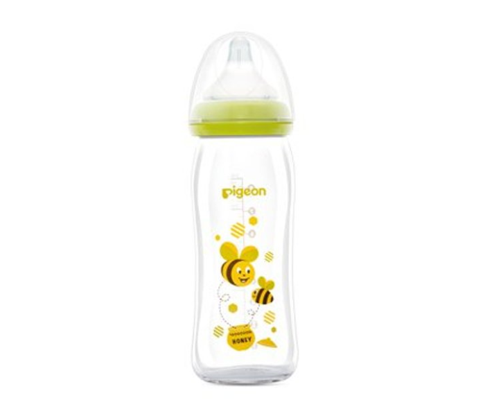 Pigeon 240ml Softouch Wide Neck Decorated Glass Bottle - Green - Zoom Image