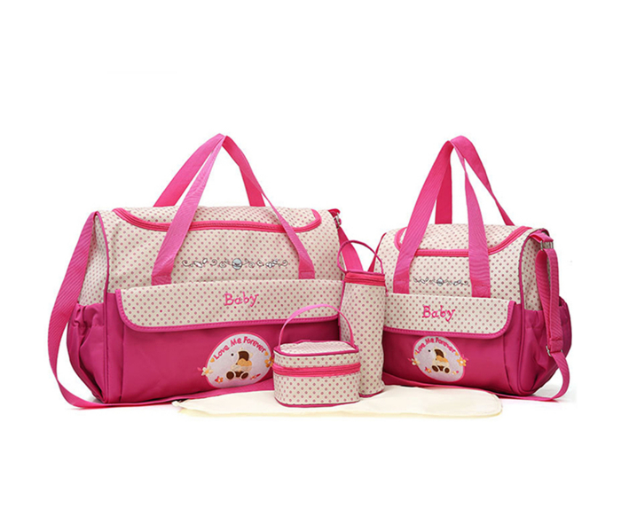 Kidle 8804T Set of 5 Piece Baby Diaper Bag - Pink - Zoom Image 1