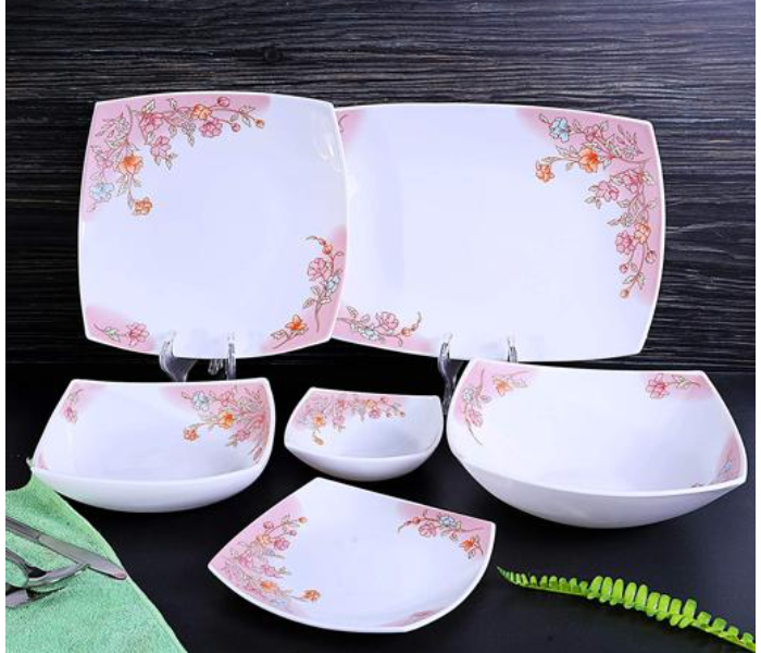 Royalford RF9756 27Pcs Opal Hard square Dinner set - White - Zoom Image 1