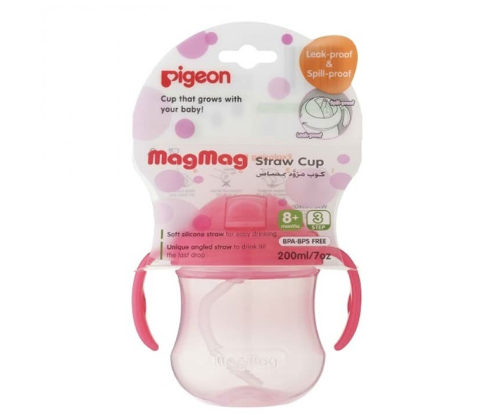 Pigeon 200ml Mag Mag Straw Cup - Pink - Zoom Image 1