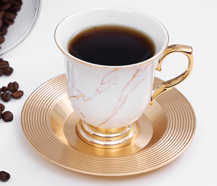 Royalford RF9639 12Pc Porcelain cup and saucer- White and Gold - Zoom Image 3