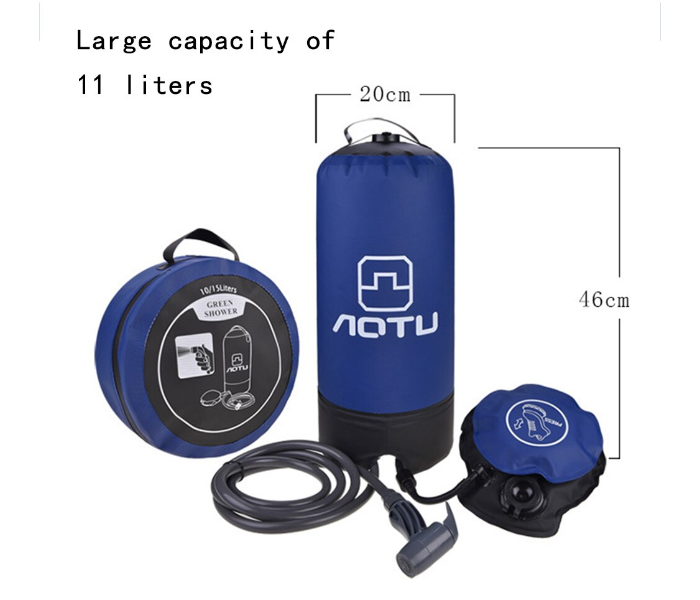 Notu Portable 11 Liter PVC Outdoor Pressure Shower Water Bag Camping Shower Set – Blue   - Zoom Image 5