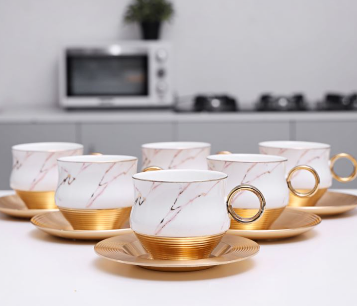 Royalford RF9637 Porcelain cup and saucer - White and Gold - Zoom Image 1