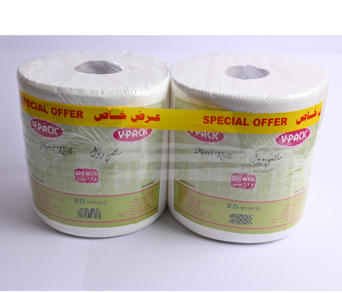 V-Pack 1 Ply 2X225 Meter Maxi Roll -White - Zoom Image