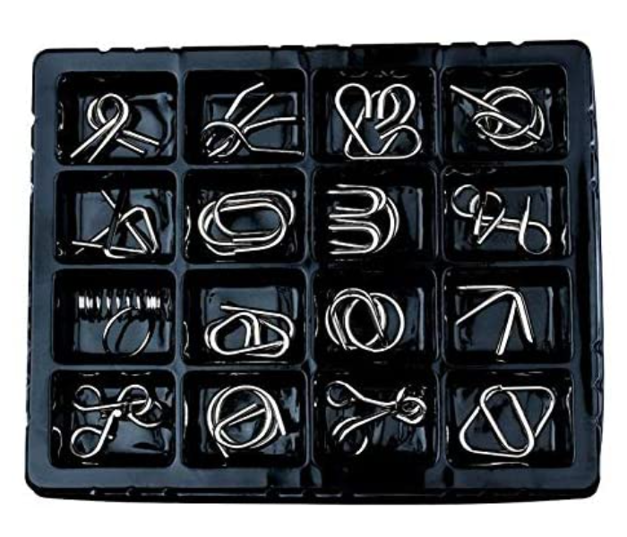 Montessori Materials 16 pieces Set Mind Brain Teaser Puzzles- Silver - Zoom Image 1