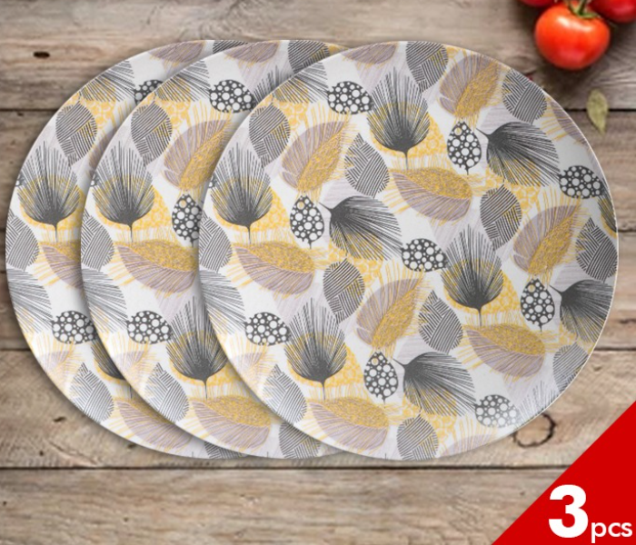 Royalford RF9620 Set of 3 Pieces Set 8 Inch Bamboo Fiber Dinner Plate - Multicolor - Zoom Image 1