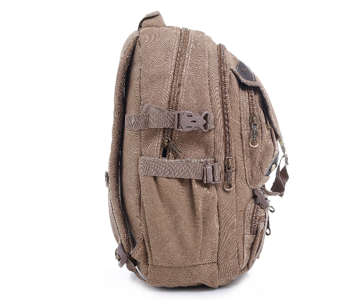 Para John PJBP6532A18-K 18 inch Canvas Leather Backpack - Khaki - Zoom Image 4