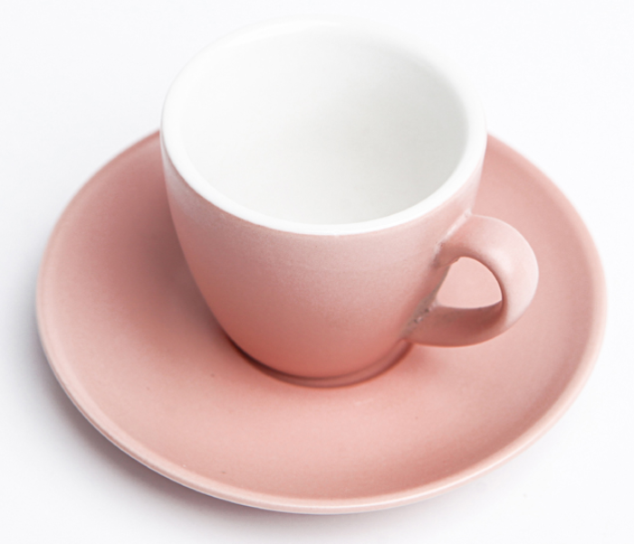 Shuer XY40053 100ml Ceramic Coffee Cup and Saucer - Pink - Zoom Image