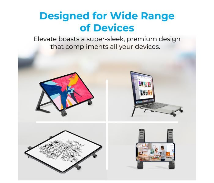 Promate ELEVATE Aluminum Multi-Angle Foldable Laptop Stand - Grey - Zoom Image 4