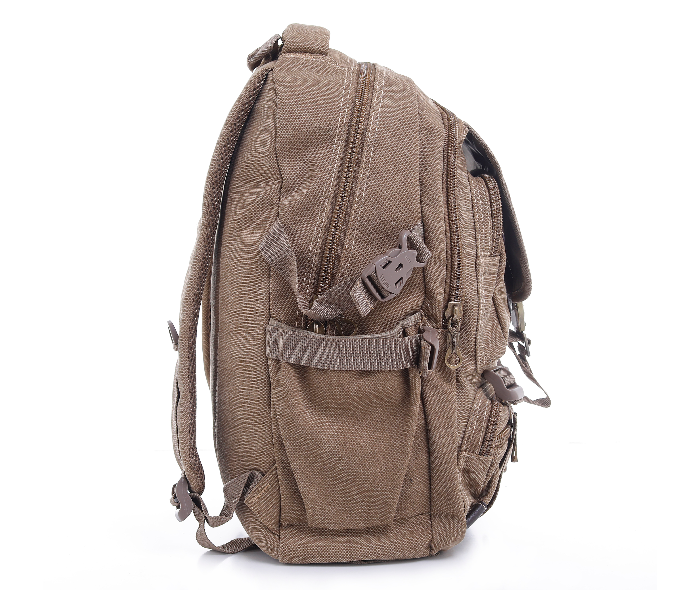 Para John PJBP6533A18-K 18 inch Canvas Leather Backpack - Khaki - Zoom Image 3