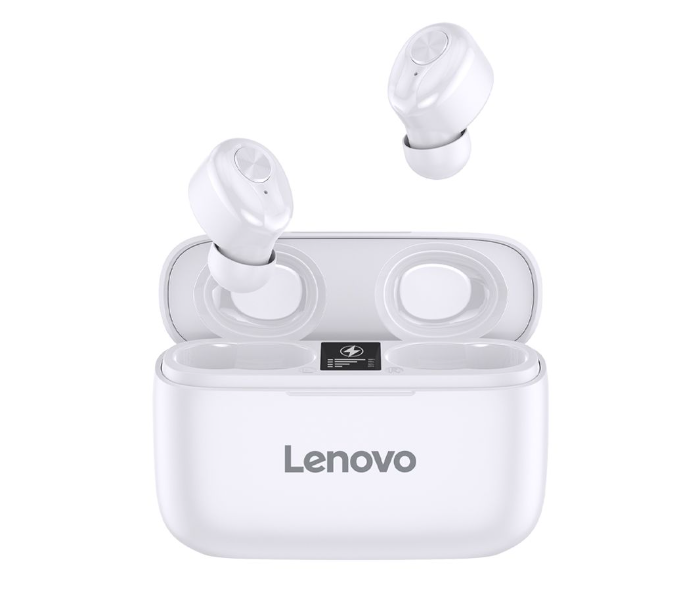 Lenovo HT18 Bluetooth 5.0 Hands-Free True Wireless Stereo In-Ear Earphones with Deep Bass, 1000mAh Massive Battery and Noise cancellation For Calling and Listening Music -White - Zoom Image 1