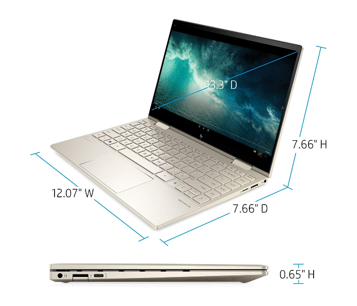 HP Envy x360 13.3 inch FHD IPS Touchscreen Intel Evo 11th Gen Core i7-1165G7 8GB RAM 512GB SSD Windows 10 - Pale Gold - Zoom Image 4