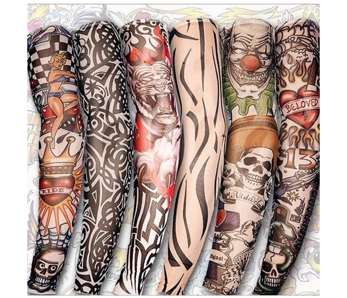 Arm Sleeves UV Protection Cooling Long Arm Cover Fast Dry For Cycling Random Tattoo Design - 1 Pair - Zoom Image 2