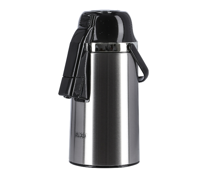 Delcasa DC1644 3.0L Airpot Glass Vacuum Flask- Silver and Black - Zoom Image