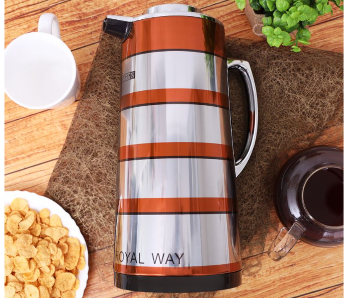 Royalford RF9590 Golden Figured Vacuum Flask 1.9L - Silver and Red - Zoom Image 2