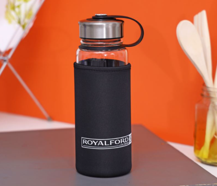 Royalford RF9695 800ML Glass Water Bottle with Neoprene Bag - Zoom Image 1