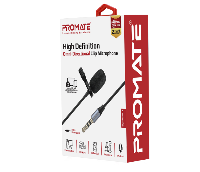 Promate CLIPMIC-AUX Lavalier Microphone with HD Sound - Zoom Image 4