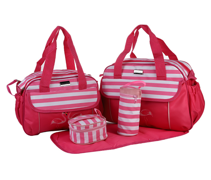 Kidle 1069 Set of 5 Piece Baby Diaper Bag - Pink - Zoom Image