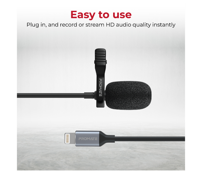 Promate CLIPMIC-I Professional Lavalier Microphone with Clip-on Lapel Mic for iPhone - Zoom Image 3