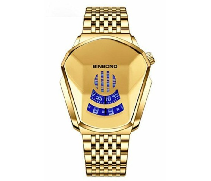 Diamond Style Waterproof Quartz Wristwatch- Gold - Zoom Image