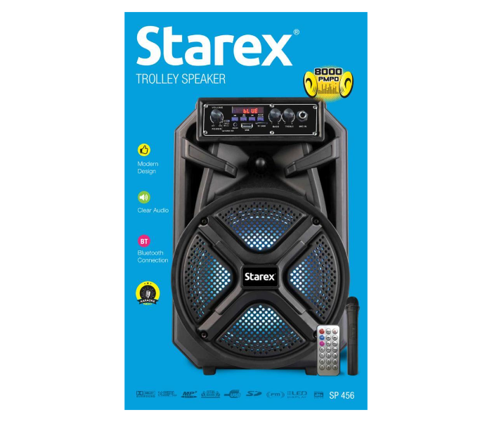 iSonic SP 456 8 inch Rechargeable Trolly Speaker - Black - Zoom Image