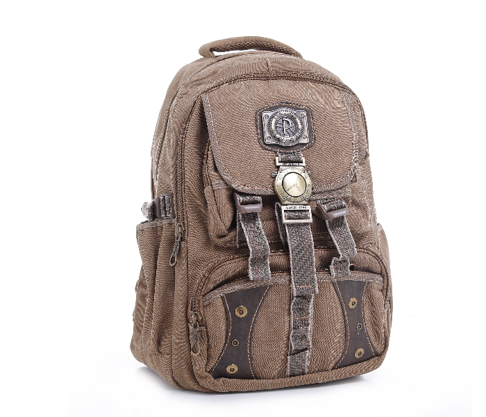 Para John PJBP6643A18-K 18 inch Canvas Leather Backpack - Khaki - Zoom Image 2